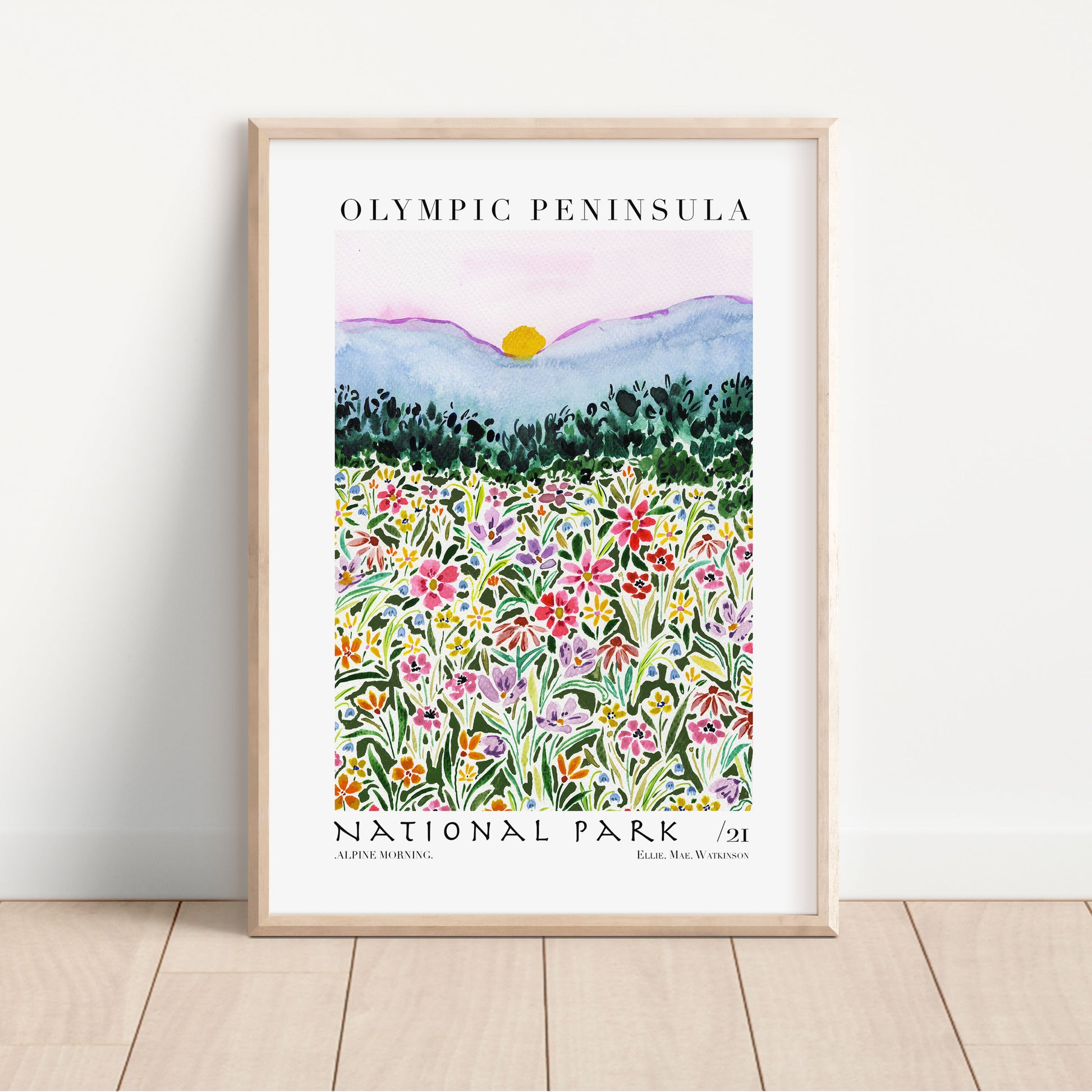 olympic peninsula national park floral colourful landscape print 