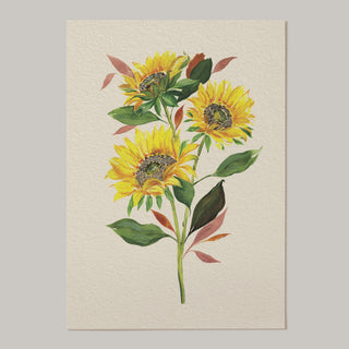 sunflower wall art on neutral background 