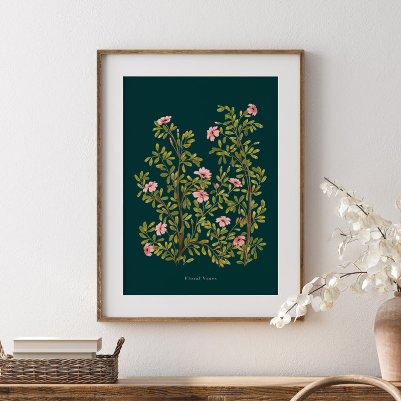 cottage styled wildflower floral vine art print