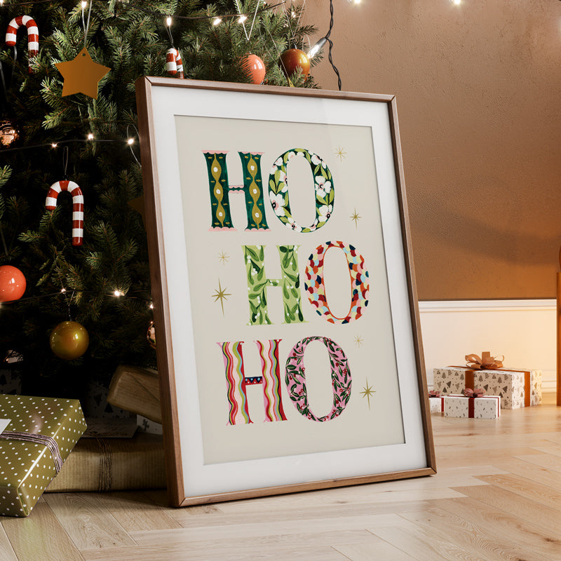 christmas hohoho art print, a colourful yet simple festive pop to add to your walls during the festive period
