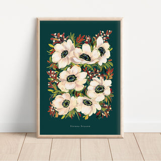 sienna season autumnal anemone flower wall art print
