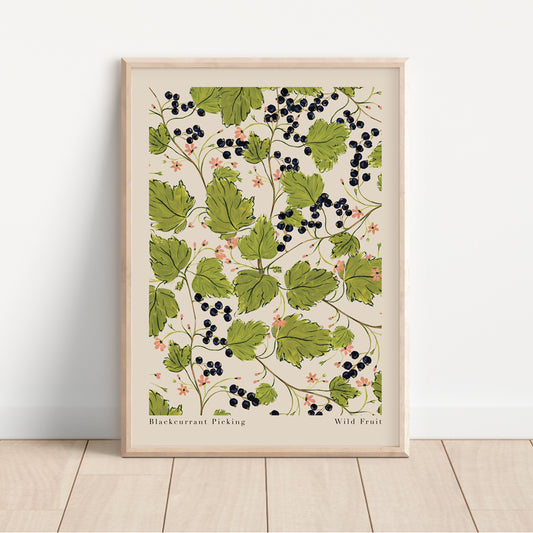 blackcurrant wild fruit wall art print for home. 