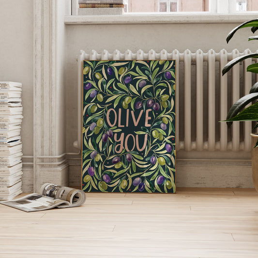olive you wall art for partner, friend or family gift 