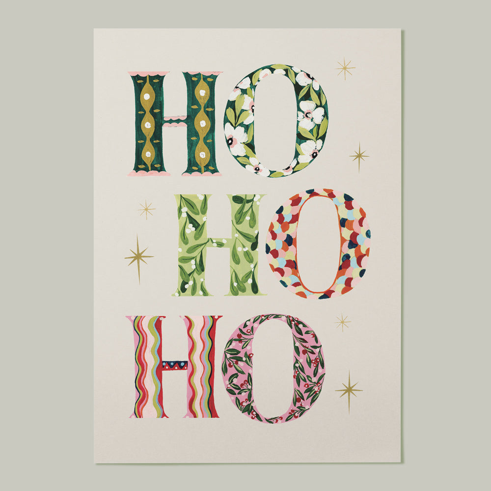 christmas hohoho art print, a colourful yet simple festive pop to add to your walls during the festive period