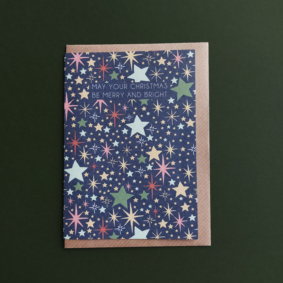 starry night pattern christmas card 