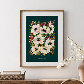 autumnal anemone flower wall art - cottage decor - autumnal prints