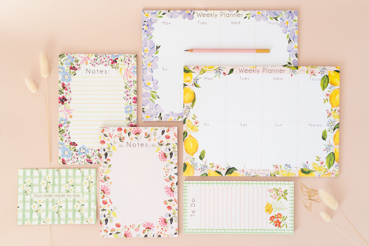 the full colourful floral stationery range, weekly planners, notepads and to do lists, who said stationery doesn't need to be pretty?